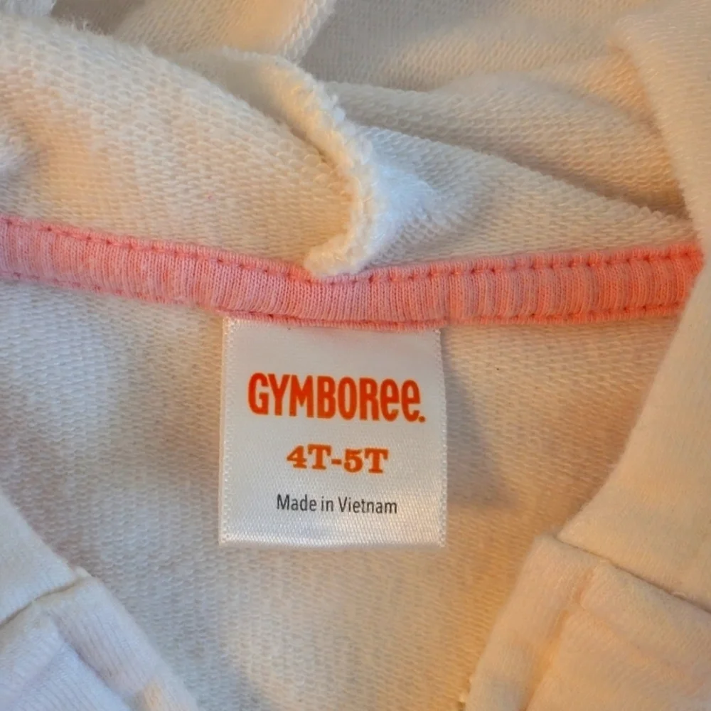 Gymboree Girls White Hoodie with Bear Design Cotton Size 4T-5T